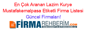 En+Çok+Aranan+Lazim+Kurye+Mustafakemalpasa+Etiketli+Firma+Listesi Güncel+Firmaları!