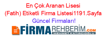 En+Çok+Aranan+Lisesi+(Fatih)+Etiketli+Firma+Listesi1191.Sayfa Güncel+Firmaları!