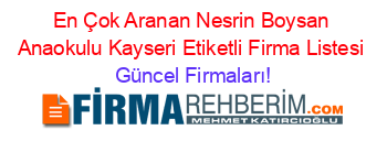 En+Çok+Aranan+Nesrin+Boysan+Anaokulu+Kayseri+Etiketli+Firma+Listesi Güncel+Firmaları!