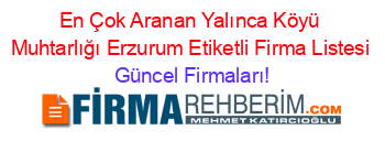 En+Çok+Aranan+Yalınca+Köyü+Muhtarlığı+Erzurum+Etiketli+Firma+Listesi Güncel+Firmaları!