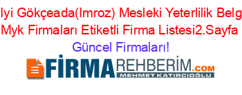 En+Iyi+Gökçeada(Imroz)+Mesleki+Yeterlilik+Belgesi+Myk+Firmaları+Etiketli+Firma+Listesi2.Sayfa Güncel+Firmaları!