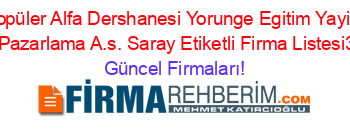 En+Popüler+Alfa+Dershanesi+Yorunge+Egitim+Yayincilik+Ticaret+Pazarlama+A.s.+Saray+Etiketli+Firma+Listesi3.Sayfa Güncel+Firmaları!