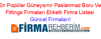 En+Popüler+Güneysınır+Paslanmaz+Boru+Ve+Fittings+Firmaları+Etiketli+Firma+Listesi Güncel+Firmaları!