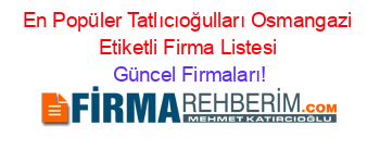En+Popüler+Tatlıcıoğulları+Osmangazi+Etiketli+Firma+Listesi Güncel+Firmaları!