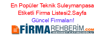 En+Popüler+Teknik+Suleymanpasa+Etiketli+Firma+Listesi2.Sayfa Güncel+Firmaları!