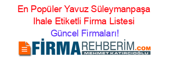 En+Popüler+Yavuz+Süleymanpaşa+Ihale+Etiketli+Firma+Listesi Güncel+Firmaları!