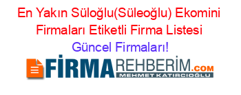 En+Yakın+Süloğlu(Süleoğlu)+Ekomini+Firmaları+Etiketli+Firma+Listesi Güncel+Firmaları!