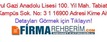 Ertuğrul+Gazi+Anadolu+Lisesi+100.+Yil+Mah.+Tabiat+Cad.+Kampüs+Sok.+No:+3+1+16900+Adresi+Kime+Ait Detayları+Görmek+için+Tıklayın!