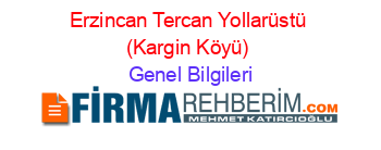 Erzincan+Tercan+Yollarüstü+(Kargin+Köyü) Genel+Bilgileri