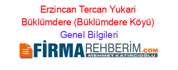 Erzincan+Tercan+Yukari+Büklümdere+(Büklümdere+Köyü) Genel+Bilgileri