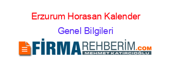 Erzurum+Horasan+Kalender Genel+Bilgileri