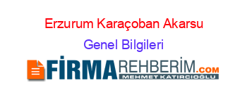 Erzurum+Karaçoban+Akarsu Genel+Bilgileri