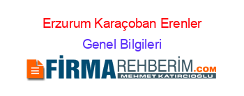 Erzurum+Karaçoban+Erenler Genel+Bilgileri