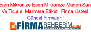 Esen+Mikronize+Esen+Mikronize+Maden+San.+Ve+Tic.a.s.+Marmara+Etiketli+Firma+Listesi Güncel+Firmaları!