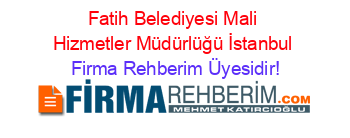 Fatih+Belediyesi+Mali+Hizmetler+Müdürlüğü+İstanbul Firma+Rehberim+Üyesidir!