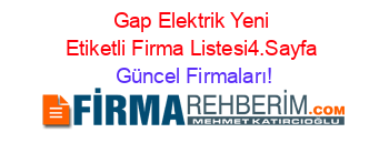 Gap+Elektrik+Yeni+Etiketli+Firma+Listesi4.Sayfa Güncel+Firmaları!