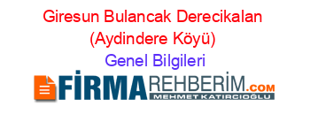 Giresun+Bulancak+Derecikalan+(Aydindere+Köyü) Genel+Bilgileri