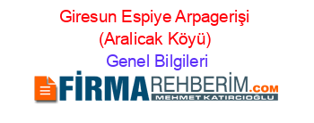 Giresun+Espiye+Arpagerişi+(Aralicak+Köyü) Genel+Bilgileri