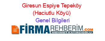 Giresun+Espiye+Tepeköy+(Haciutlu+Köyü) Genel+Bilgileri