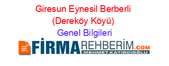 Giresun+Eynesil+Berberli+(Dereköy+Köyü) Genel+Bilgileri