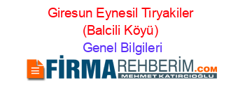 Giresun+Eynesil+Tiryakiler+(Balcili+Köyü) Genel+Bilgileri