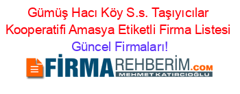 Gümüş+Hacı+Köy+S.s.+Taşıyıcılar+Kooperatifi+Amasya+Etiketli+Firma+Listesi Güncel+Firmaları!