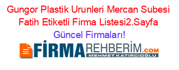 Gungor+Plastik+Urunleri+Mercan+Subesi+Fatih+Etiketli+Firma+Listesi2.Sayfa Güncel+Firmaları!