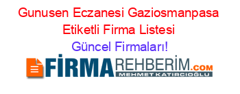 Gunusen+Eczanesi+Gaziosmanpasa+Etiketli+Firma+Listesi Güncel+Firmaları!