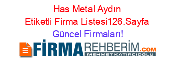 Has+Metal+Aydın+Etiketli+Firma+Listesi126.Sayfa Güncel+Firmaları!