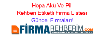 Hopa+Akü+Ve+Pil+Rehberi+Etiketli+Firma+Listesi Güncel+Firmaları!