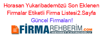 Horasan+Yukaribademözü+Son+Eklenen+Firmalar+Etiketli+Firma+Listesi2.Sayfa Güncel+Firmaları!