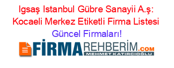 Igsaş+Istanbul+Gübre+Sanayii+A.ş:+Kocaeli+Merkez+Etiketli+Firma+Listesi Güncel+Firmaları!