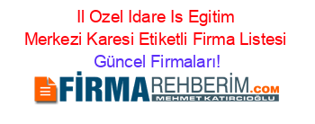 Il+Ozel+Idare+Is+Egitim+Merkezi+Karesi+Etiketli+Firma+Listesi Güncel+Firmaları!