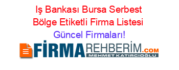 Iş+Bankası+Bursa+Serbest+Bölge+Etiketli+Firma+Listesi Güncel+Firmaları!