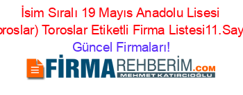 İsim+Sıralı+19+Mayıs+Anadolu+Lisesi+(Toroslar)+Toroslar+Etiketli+Firma+Listesi11.Sayfa Güncel+Firmaları!