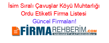 İsim+Sıralı+Çavuşlar+Köyü+Muhtarlığı+Ordu+Etiketli+Firma+Listesi Güncel+Firmaları!