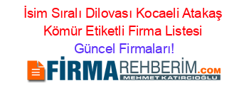 İsim+Sıralı+Dilovası+Kocaeli+Atakaş+Kömür+Etiketli+Firma+Listesi Güncel+Firmaları!