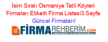 İsim+Sıralı+Osmaniye+Tatil+Köyleri+Firmaları+Etiketli+Firma+Listesi3.Sayfa Güncel+Firmaları!