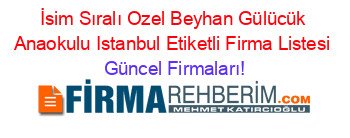 İsim+Sıralı+Ozel+Beyhan+Gülücük+Anaokulu+Istanbul+Etiketli+Firma+Listesi Güncel+Firmaları!