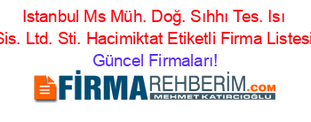 Istanbul+Ms+Müh.+Doğ.+Sıhhı+Tes.+Isı+Sis.+Ltd.+Sti.+Hacimiktat+Etiketli+Firma+Listesi Güncel+Firmaları!