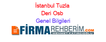 İstanbul+Tuzla+Deri+Osb Genel+Bilgileri