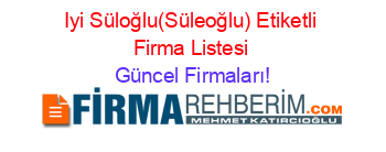 Iyi+Süloğlu(Süleoğlu)+Etiketli+Firma+Listesi Güncel+Firmaları!