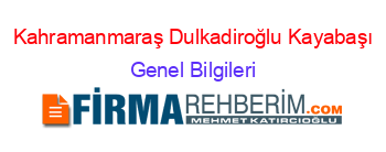 Kahramanmaraş+Dulkadiroğlu+Kayabaşı Genel+Bilgileri
