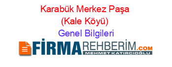Karabük+Merkez+Paşa+(Kale+Köyü) Genel+Bilgileri