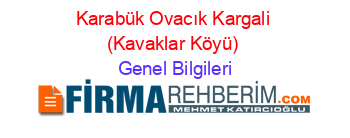 Karabük+Ovacık+Kargali+(Kavaklar+Köyü) Genel+Bilgileri