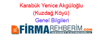 Karabük+Yenice+Akgüloğlu+(Kuzdağ+Köyü) Genel+Bilgileri