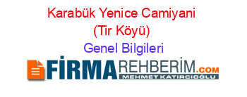 Karabük+Yenice+Camiyani+(Tir+Köyü) Genel+Bilgileri