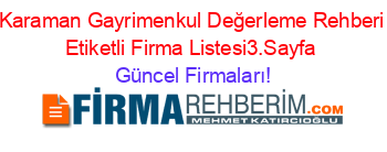 Karaman+Gayrimenkul+Değerleme+Rehberi+Etiketli+Firma+Listesi3.Sayfa Güncel+Firmaları!