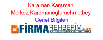 Karaman+Karaman+Merkez+Karamanoğlumehmetbey Genel+Bilgileri