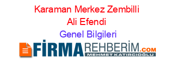 Karaman+Merkez+Zembilli+Ali+Efendi Genel+Bilgileri